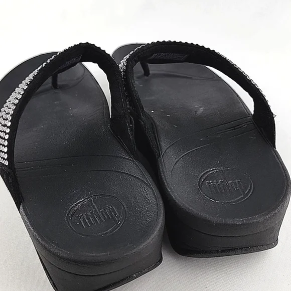 Fitflop Women's Lulu Black Popstud Toe-Post Shiny Metal Studs Sandals Size 7 - Picture 10 of 16